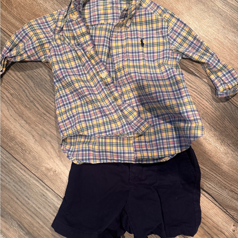 Ralph Lauren Yellow and Blue Plaid Kids Shirt
